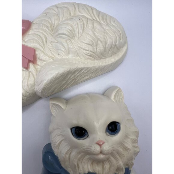 VTG Plastic Burwood White Persian Cats Hanging Wall Decor Set of‎ 2 - Kitty Cats - Picture 2 of 9